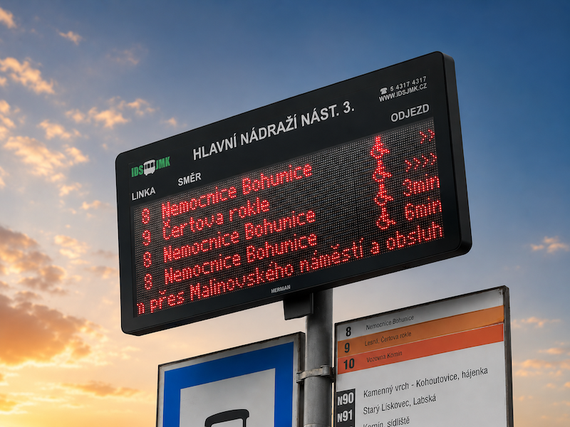 KORDIS testuje nové odjezdové tabule